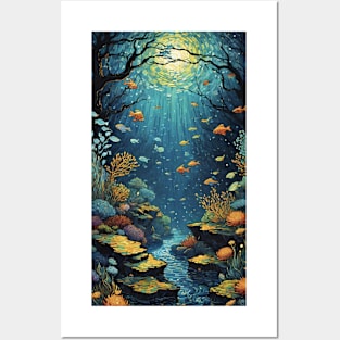 Starry Night Symphony: Van Gogh-Inspired Underwater Ballet Posters and Art